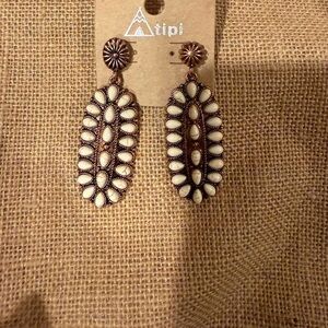 Cream and Brown Women's Earrings
